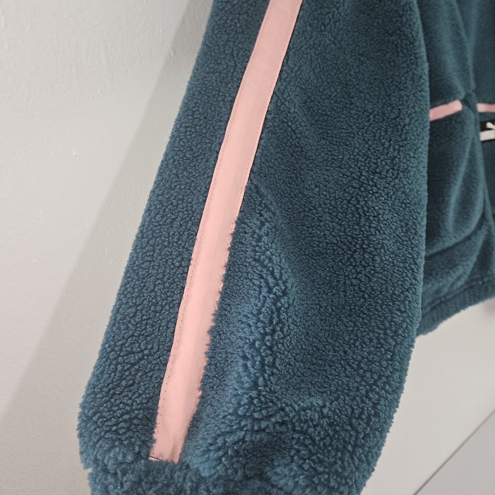 Puma Women's Teddy Jacket in Dark Teal and Light Pink - Picture 3 of 14